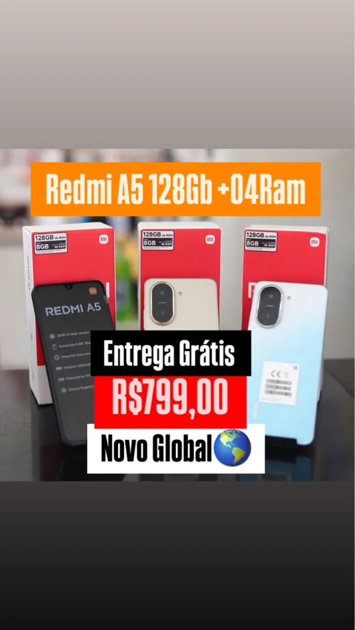 Celular Redmi A5 128Gb 04Ram Lacrado Global Oferta Sexta