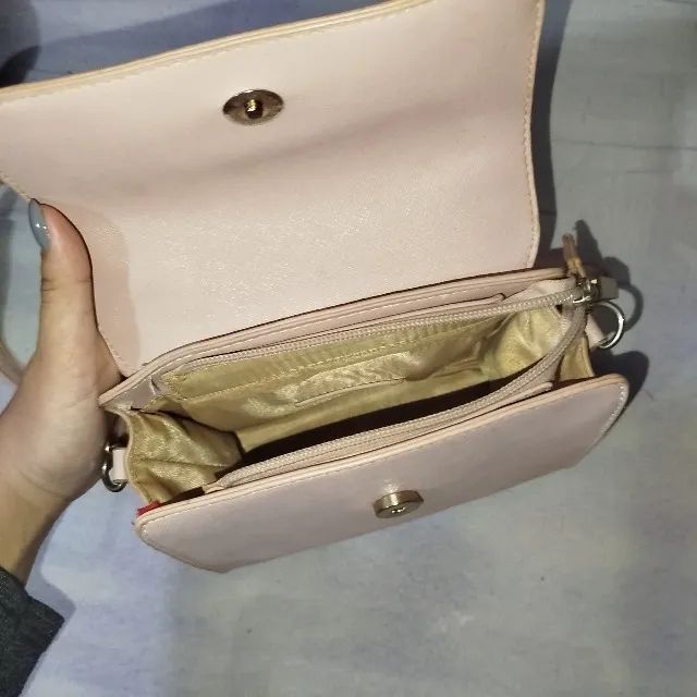 Bolsa de ombro corino rosa bebê - Foto 3