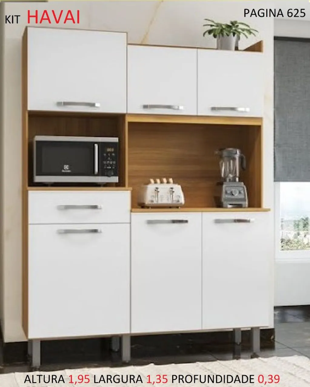 Armário de Cozinha Completo Kit Havaí Branco