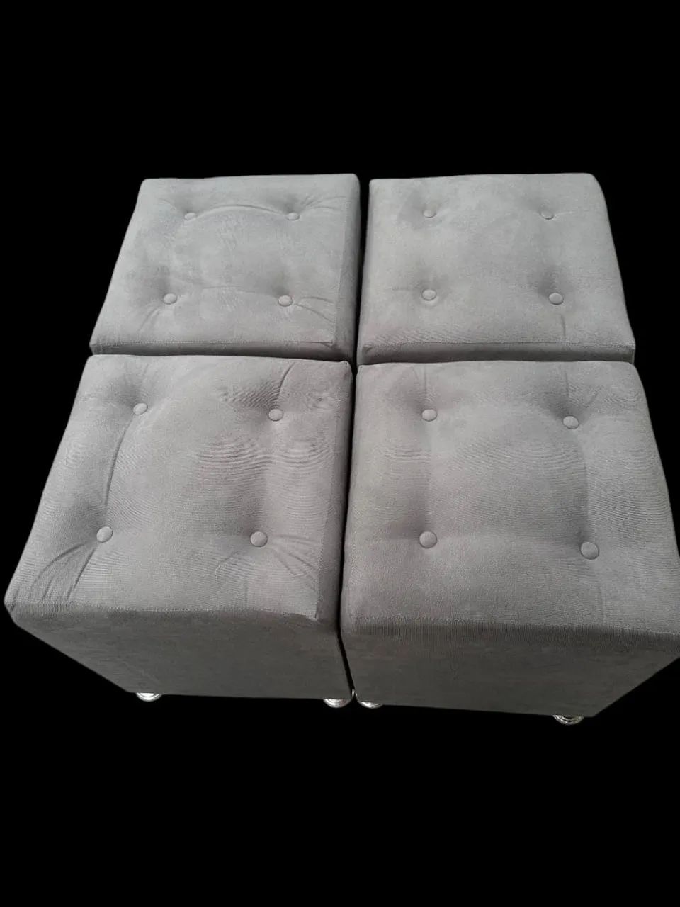 Conjunto de Puffs Quadrados Bege - Novo - Foto 4