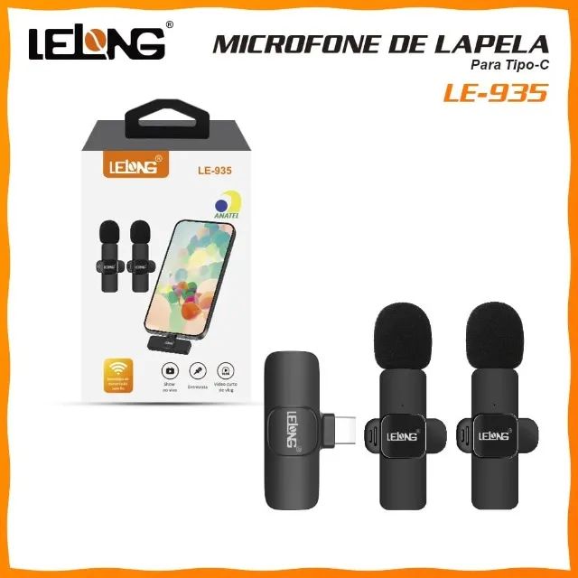 Microfone de Lapela S/ Fio Duplo Tipo-c Lelong Le-935 *ENTREGA GRÁTIS*