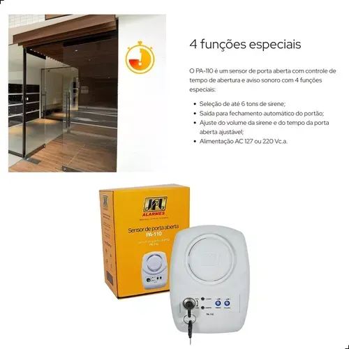 Sensor De Porta Aberta Pa-110 Jfl Com Aviso Sonoro - Foto 2