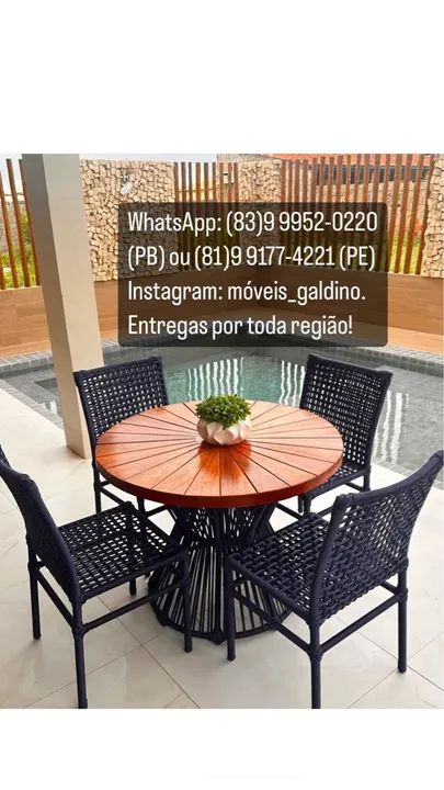 Mesa com 4 cadeiras - móveis para área externa e área gourmet  - Foto 2