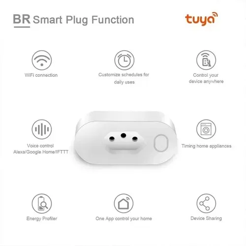 Plug De Tomada Inteligente Wifi Smart 10A App Alexa e Google Casa Inteligente