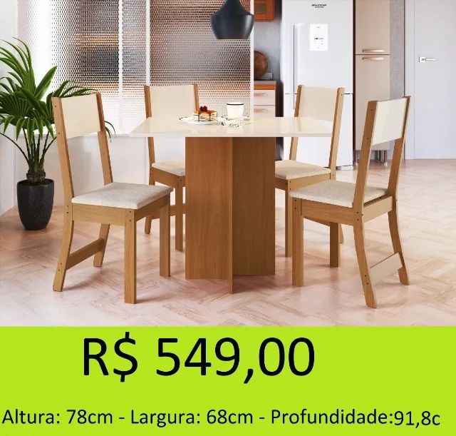 MESA AMPLA 4 CADEIRAS