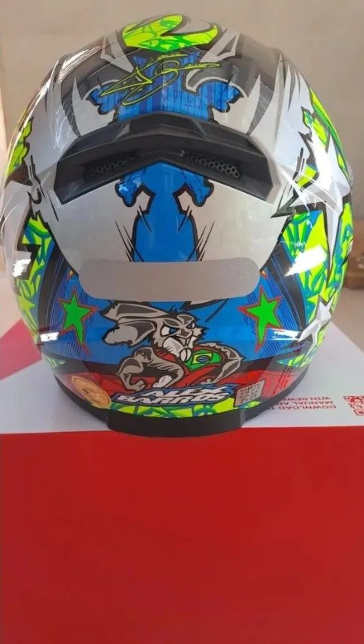 Capacete Moto Ff358 Alex Barros réplica Silver - Foto 5