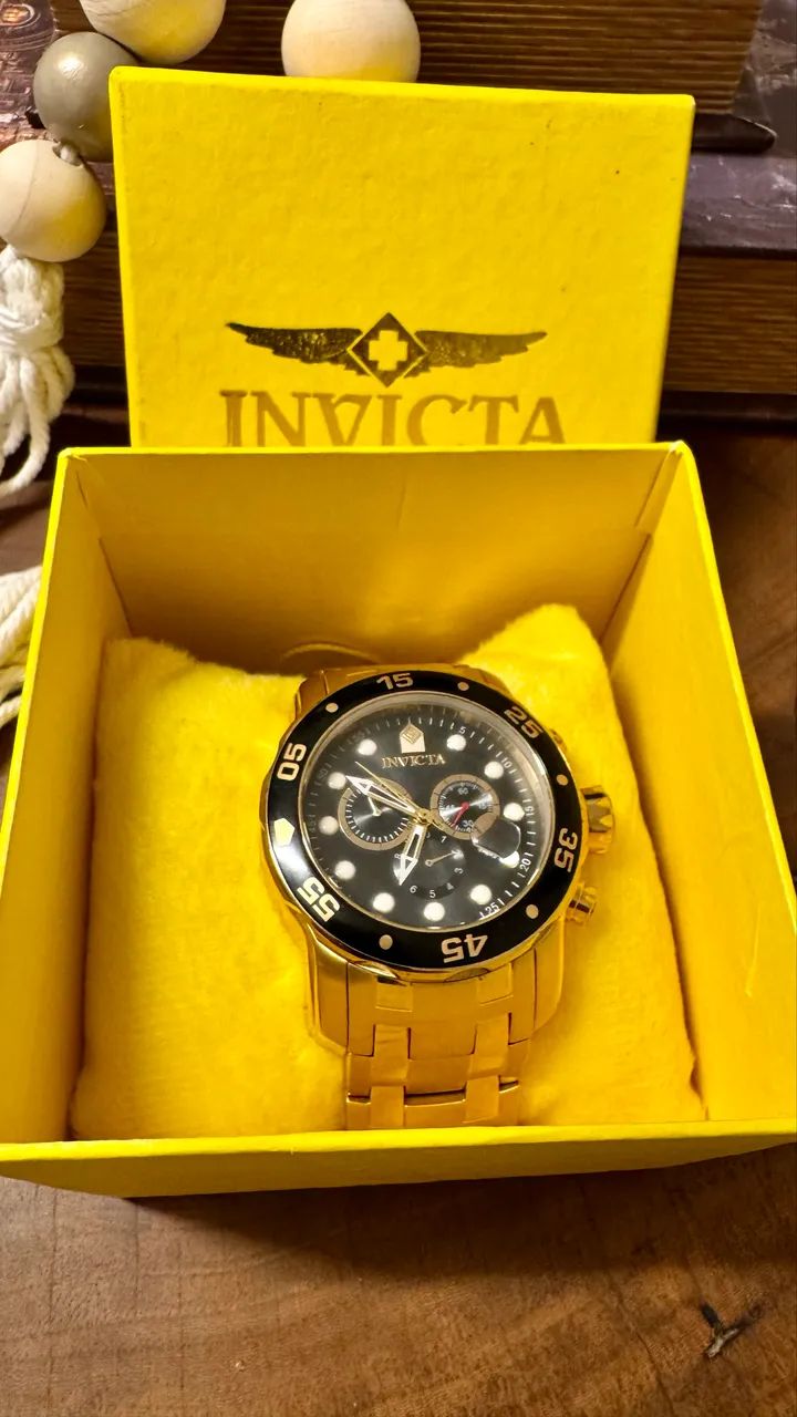 Invicta Pro Diver 0072 Chronograph Quartz Ouro 18k Original - Semi Novo ...
