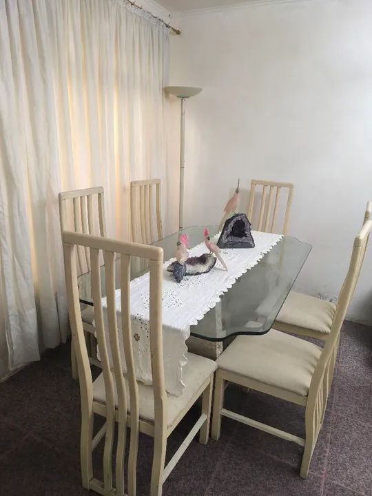 Mesa em Vidro Bisotê com Base de Mármore + 6 Cadeiras - Foto 2