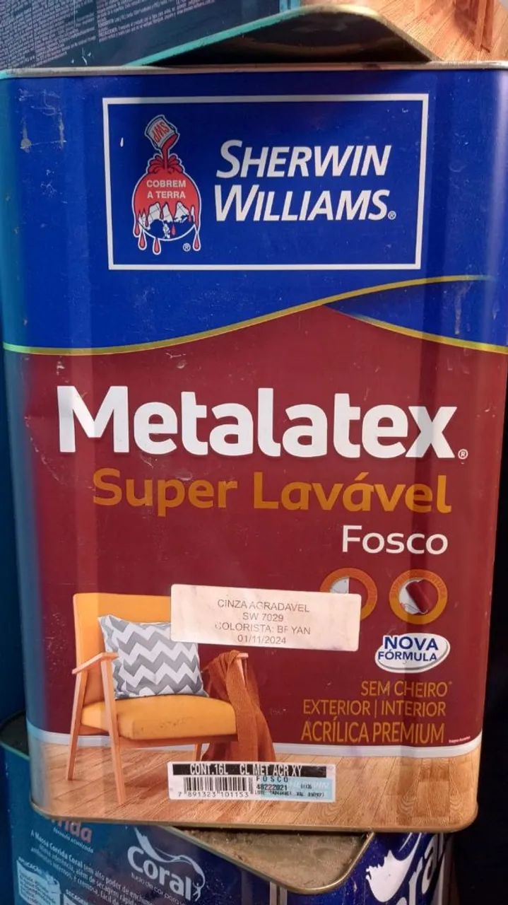 Tinta metalatex super lavável cinza agradável 