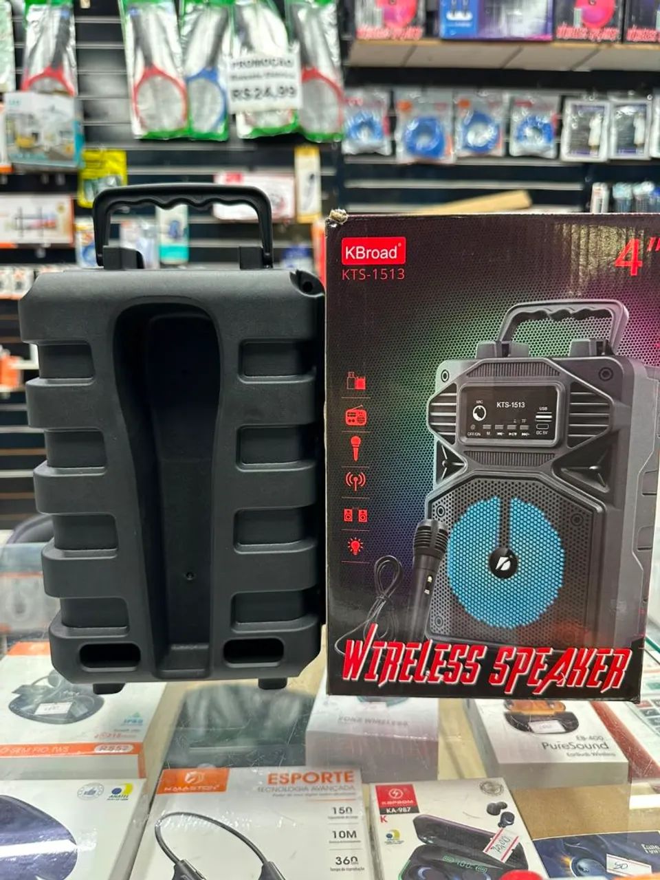 Caixa de som 100w amplificada com microfone Bluetooth Rádio Pendrive recarregável  - Foto 4