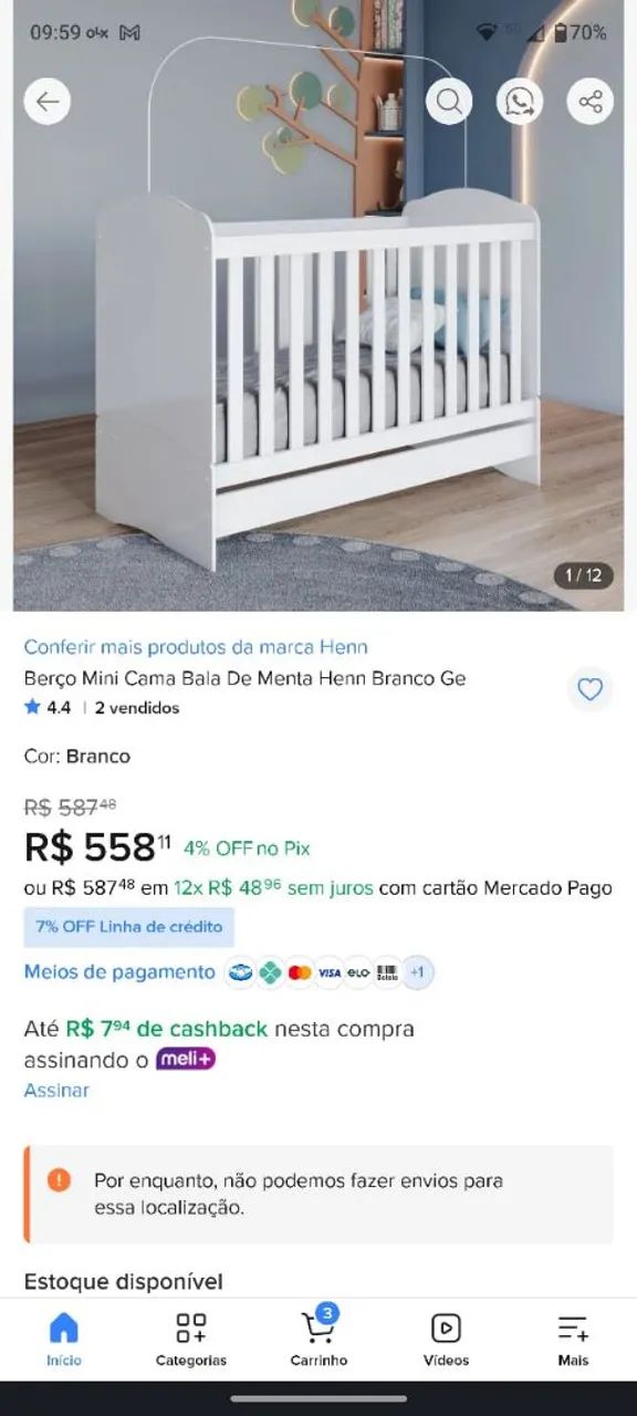 Berço americano 3 em 1