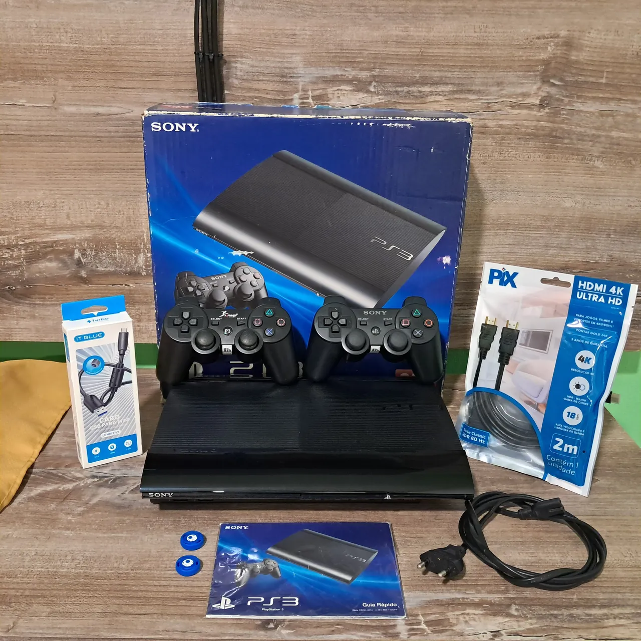 PS3 FAT Japonês 80GB + Caixa + 2 DualShock 3 + 9 Jogos - Consoles