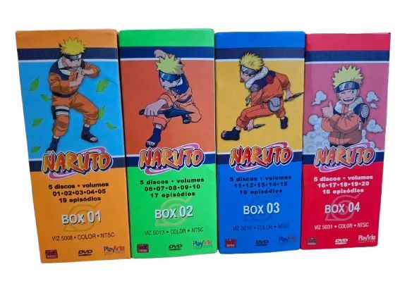 BOX NARUTO EXCLUSIVA VERSÃO ORIGINAL SEM CORTES 4 BOX -  VOL. 01 AO VOL.20 - EX.ESTADO