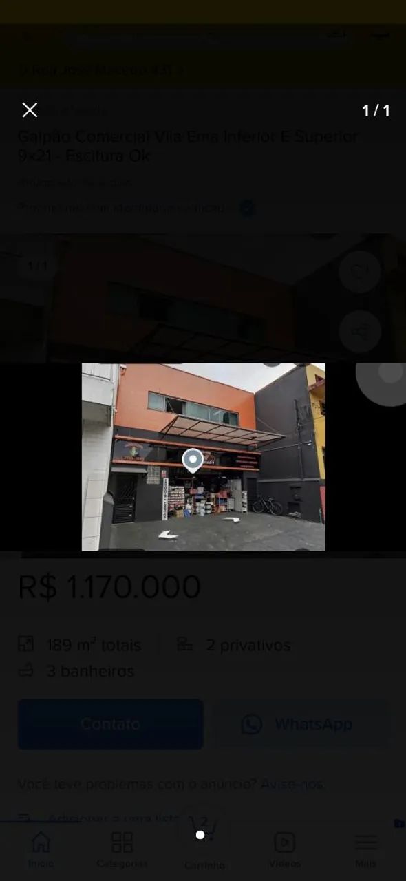 vendo galpão Vila ema / Inferior e superior 360 m2