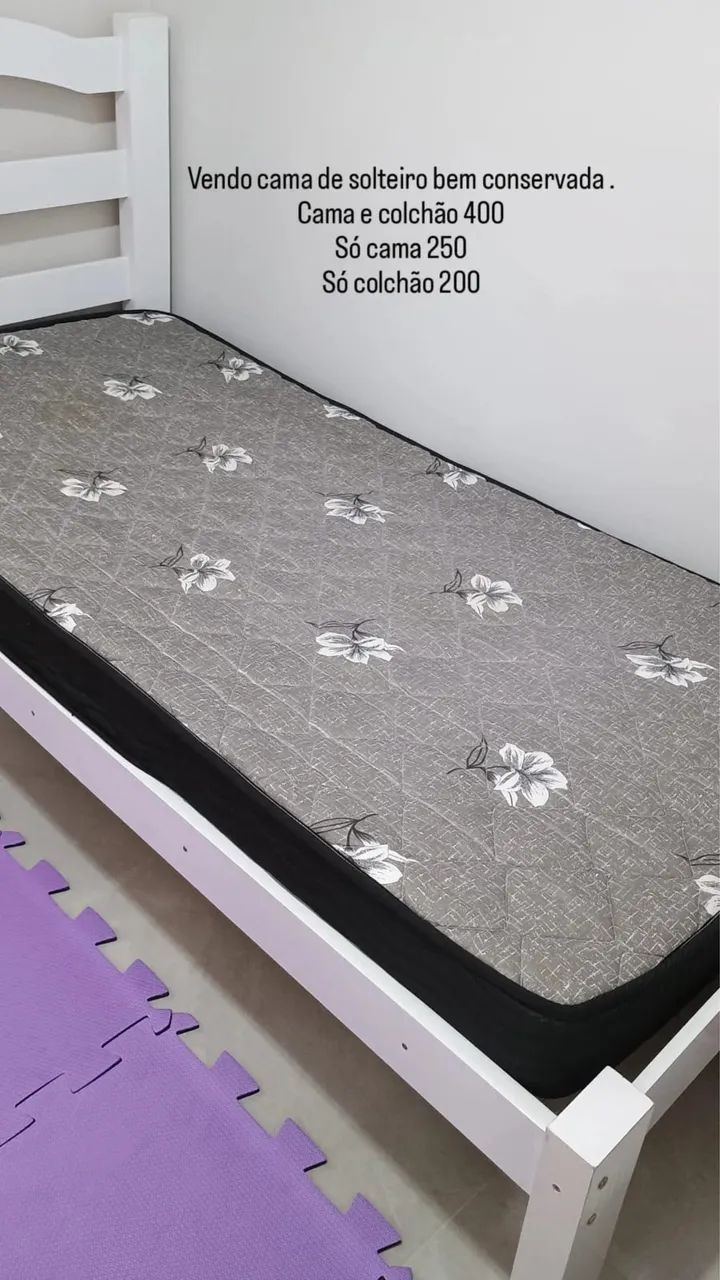 Cama e colchão de solteiro