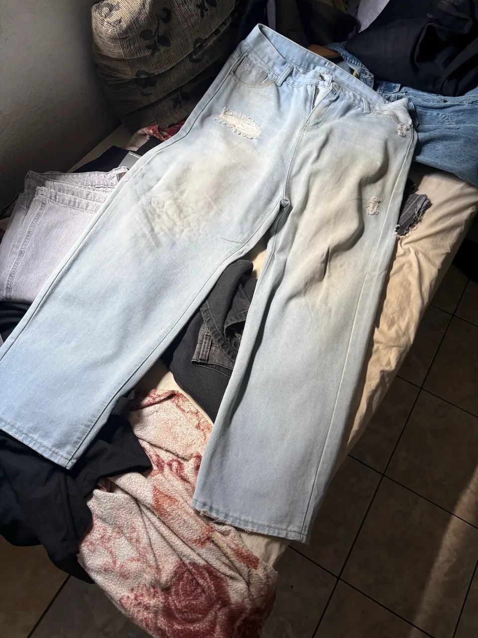 dirty wide leg jeans - Foto 3