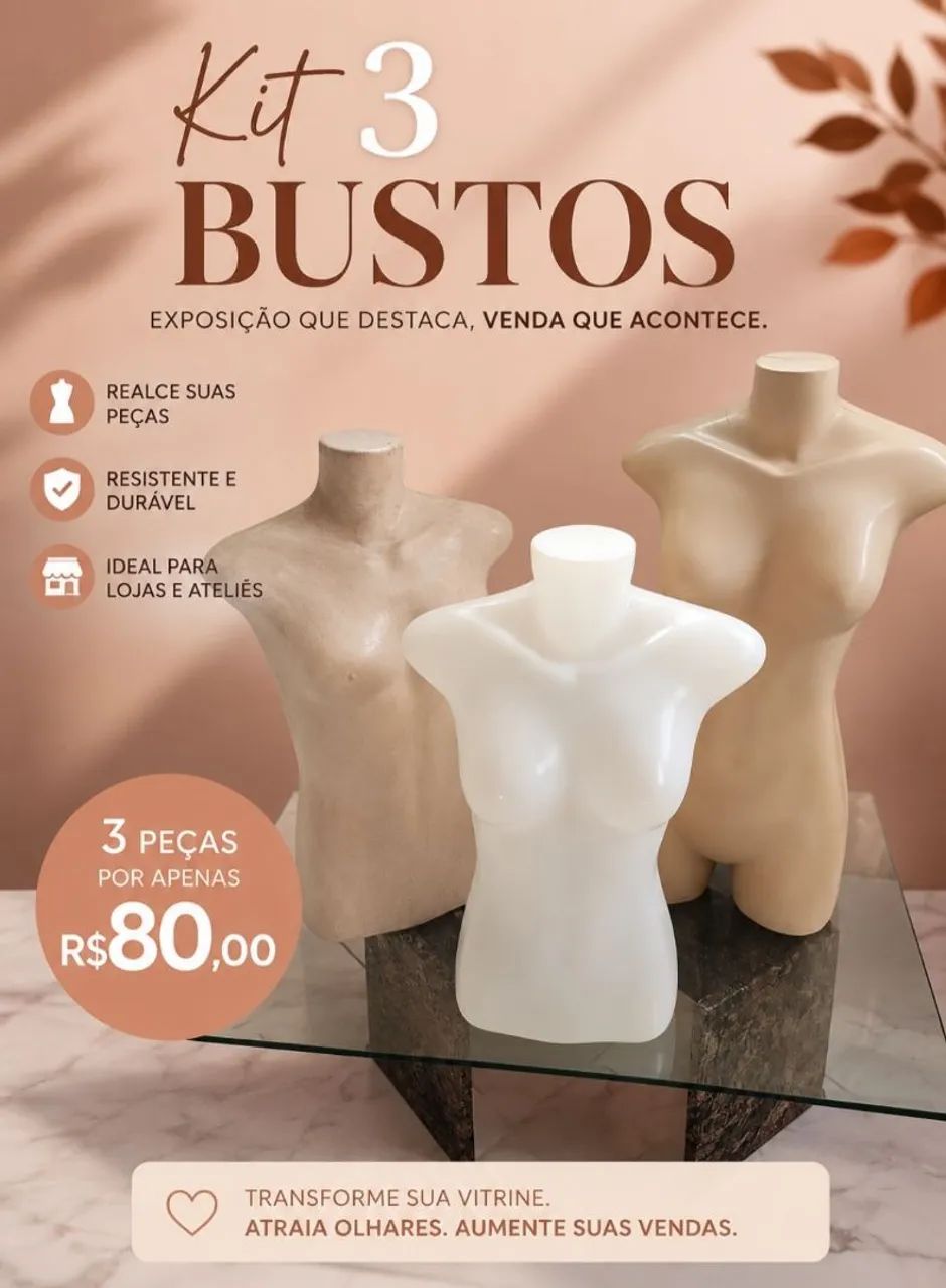 Manequim busto plástico 