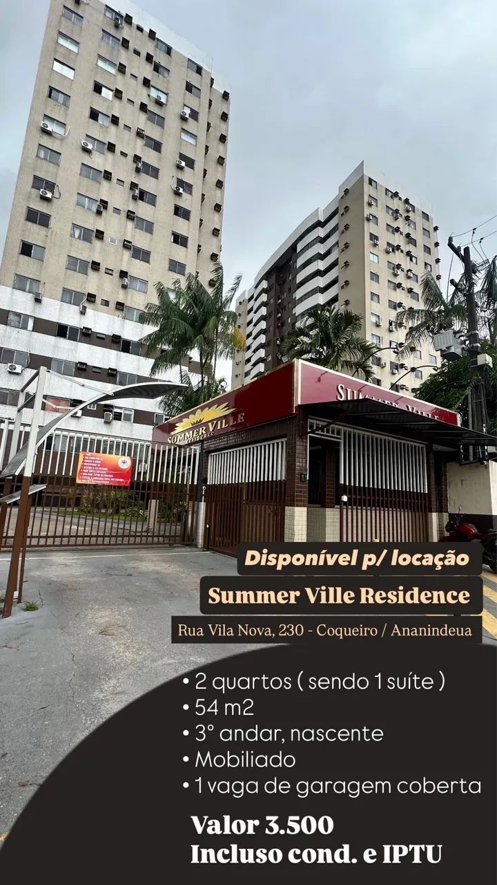 Summer Ville 2 quartos, mobiliado. Alugo!