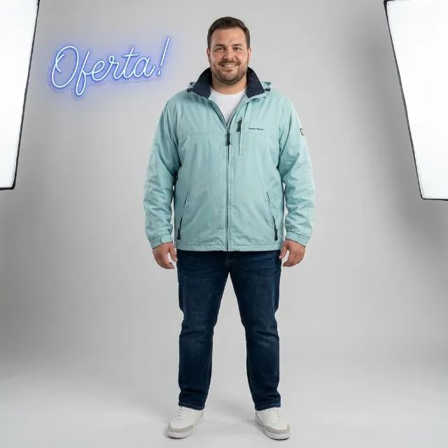 Jaqueta Corta Vento Masculina Plus Size Human Nature com Capuz e Forro Interno - Foto 4