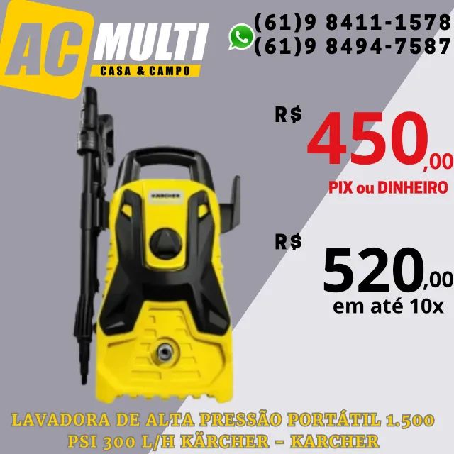 Lavadora de Alta Pressão Portátil 1.500 PSI 300 L/h Kärcher - Karcher