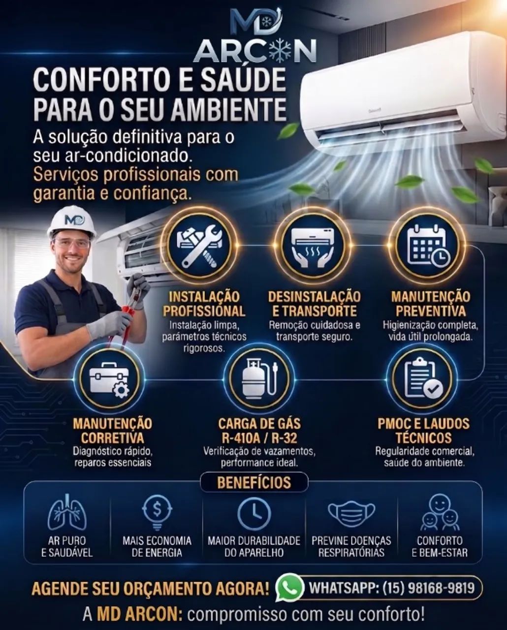 Instalação/ Higienização de ar condicionado - MD Arcon