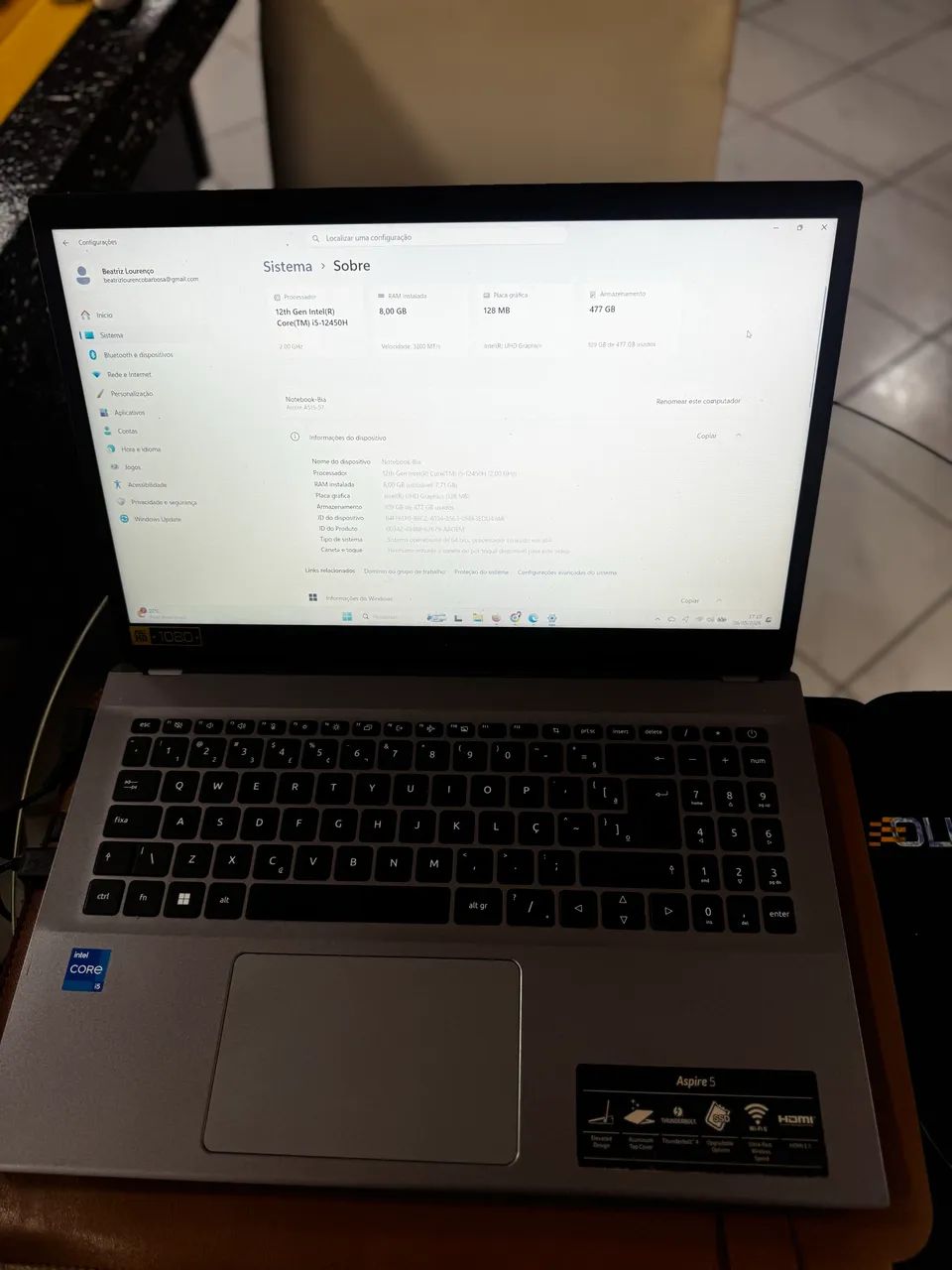 Notebook Acer Aspire 5 i5 12ª Gen | SSD 512GB | Extremamente Novo | R$ 2.800 - com Nota - Foto 4