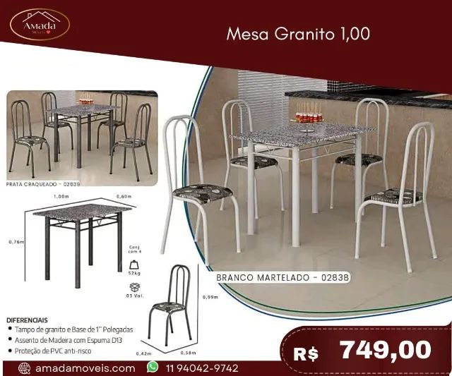 Mesa granito 1,00, a pronta entrega 