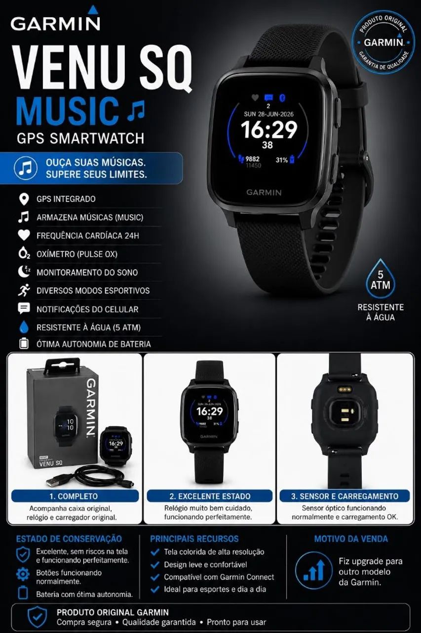 Relógio Garmin Venu SQ Music 2