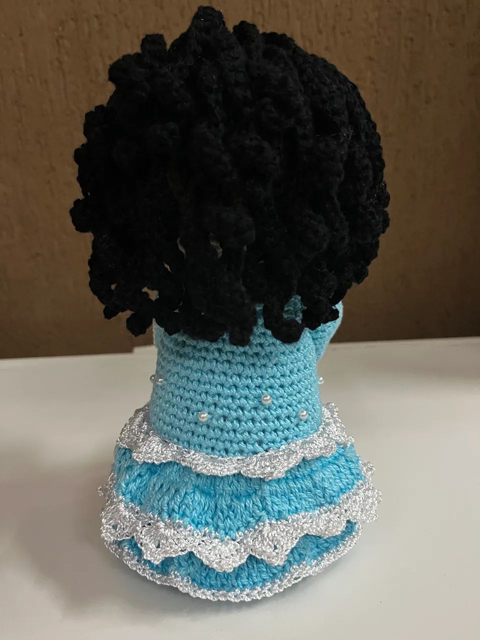 PRONTA ENTREGA Boneca Iemanjá em Crochê Amigurumi Pelúcia Orixás Feito a Mão - Foto 4