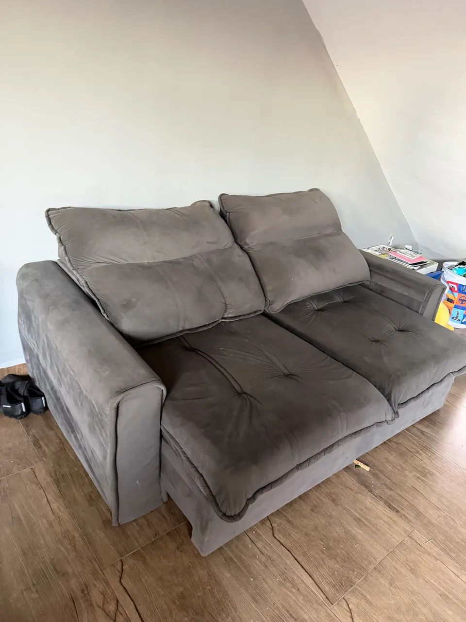 Sofa retratil e reclinavel 2 metros cinza - Foto 3
