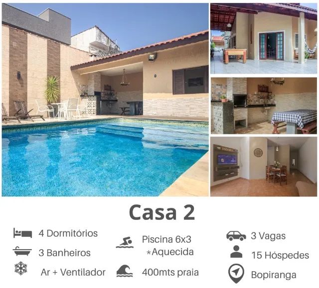 Casas Temporada Itanhaém - Piscina Aquecida, Churrasqueira,  Ar Condicionado - Foto 10