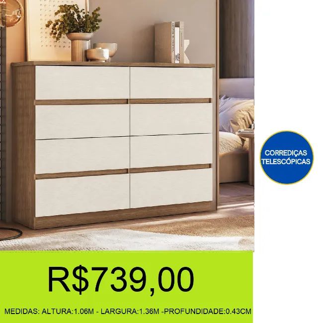 comoda - roma - 8 gavetas - compre e retire hoje mesmo  - Foto 3