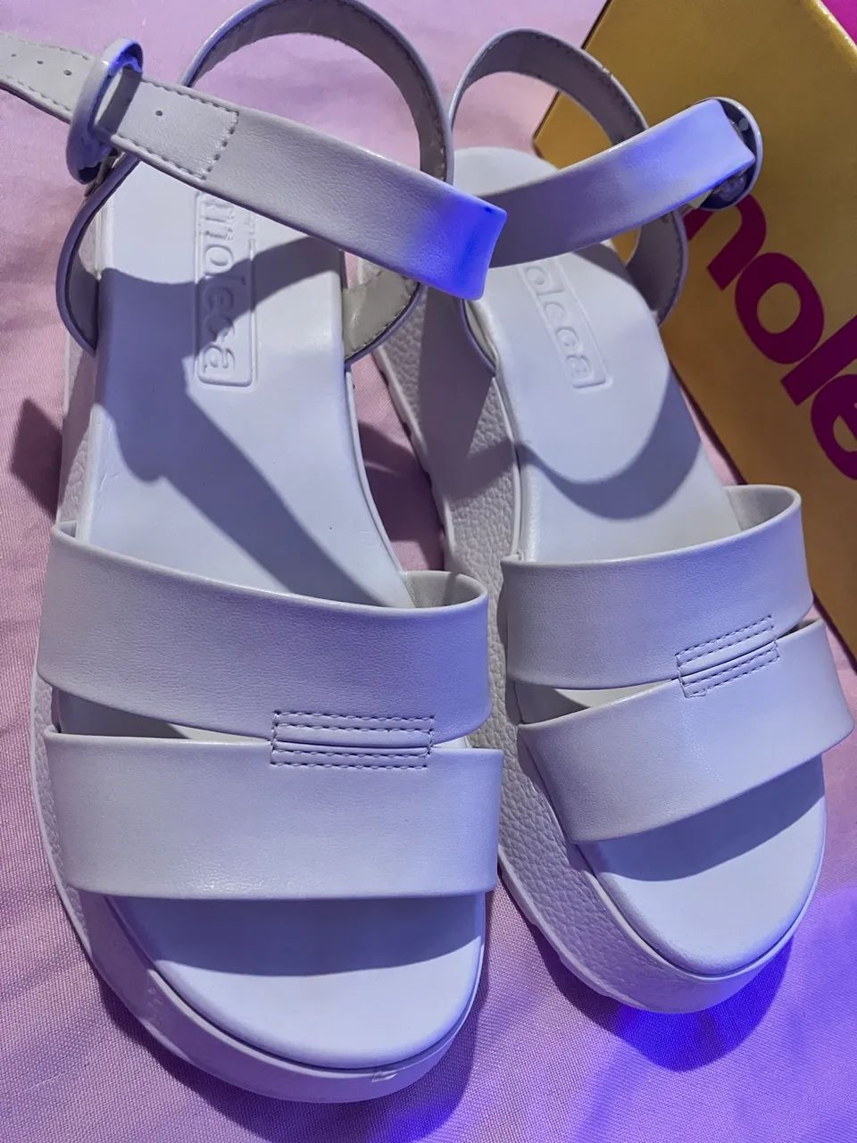 Sandália plataforma Moleca Off White número 35 NOVA - Foto 3