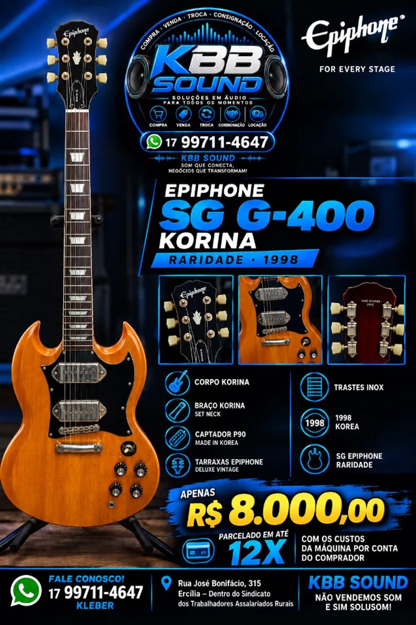 EPIPHONE SG G-400 KORINA - RARIDADE 1998 - Instrumentos musicais