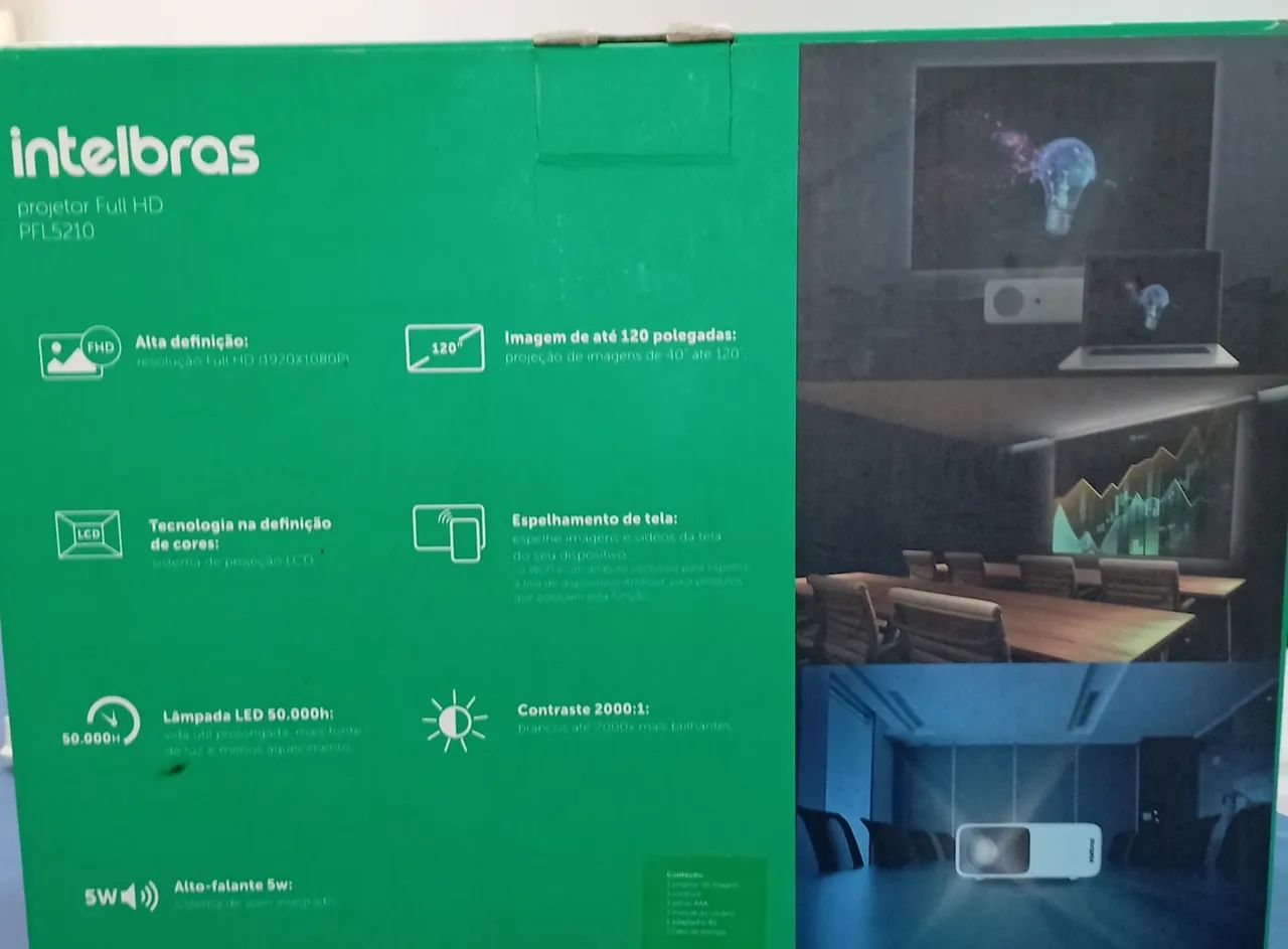 Projetor intelbras FULL HD PFL5210, projeção de até 120 polegadas sistemabde projeção LCD. - Foto 3