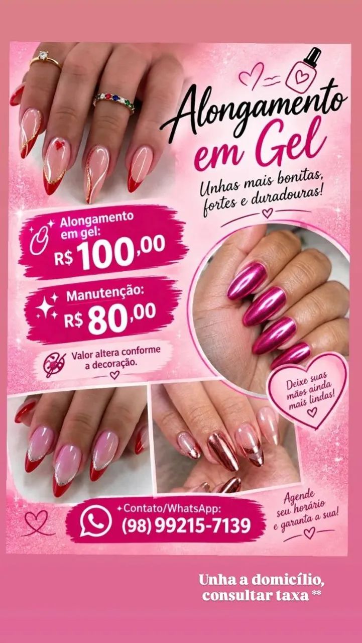 Alongamento de unhas em gel 