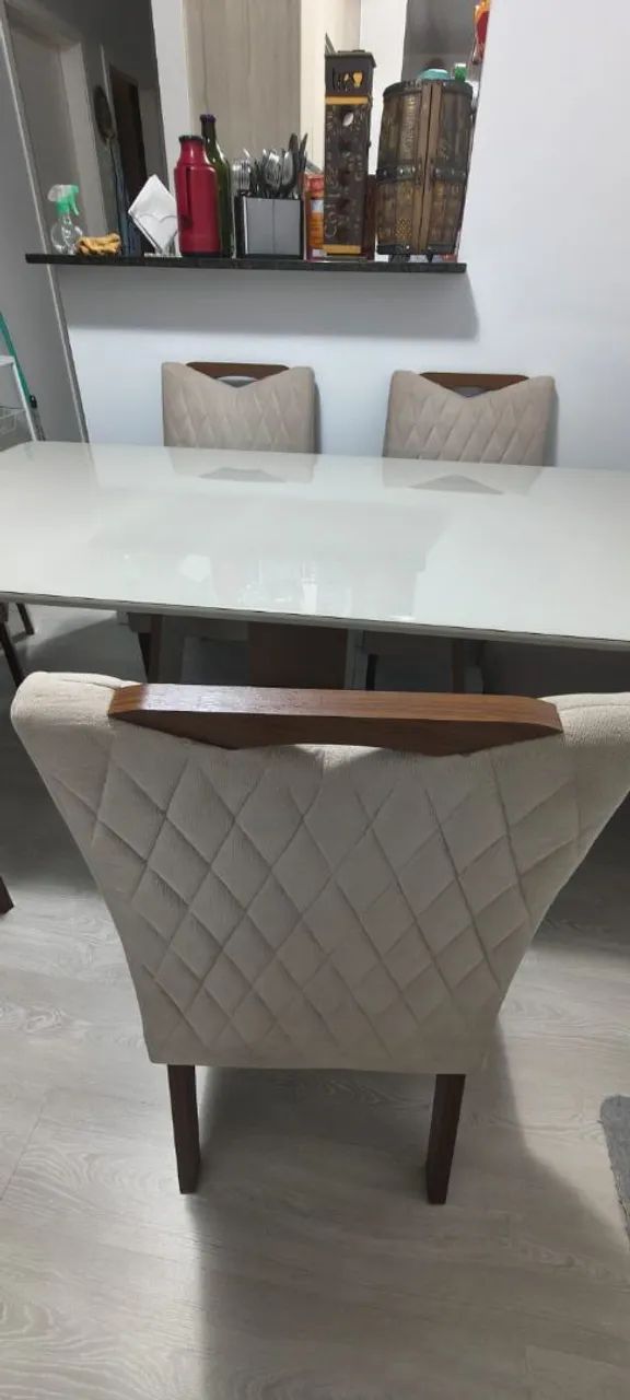 Mesa de vidro + 6 cadeiras estofadas! - Foto 2