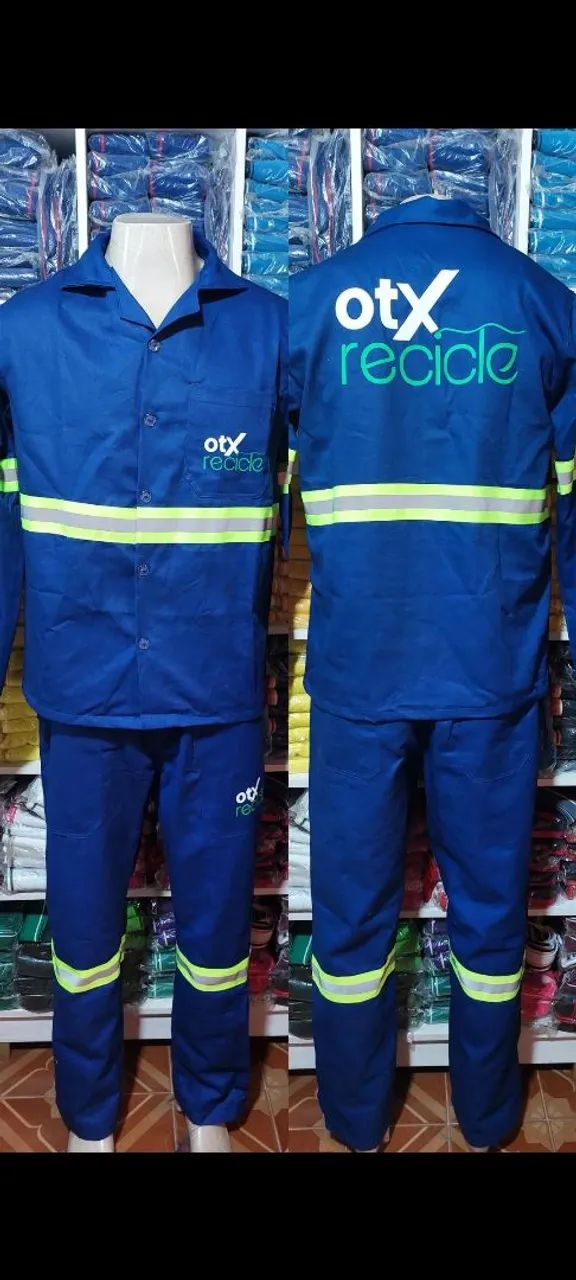 Conjuntos de brim calça e camisa com faixa ou sem faixa refletiva  - Foto 2