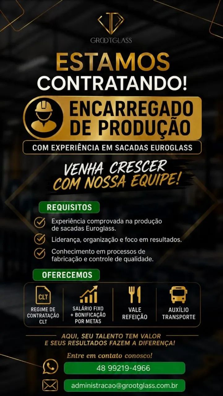 Vaga emprego vidraçaria 