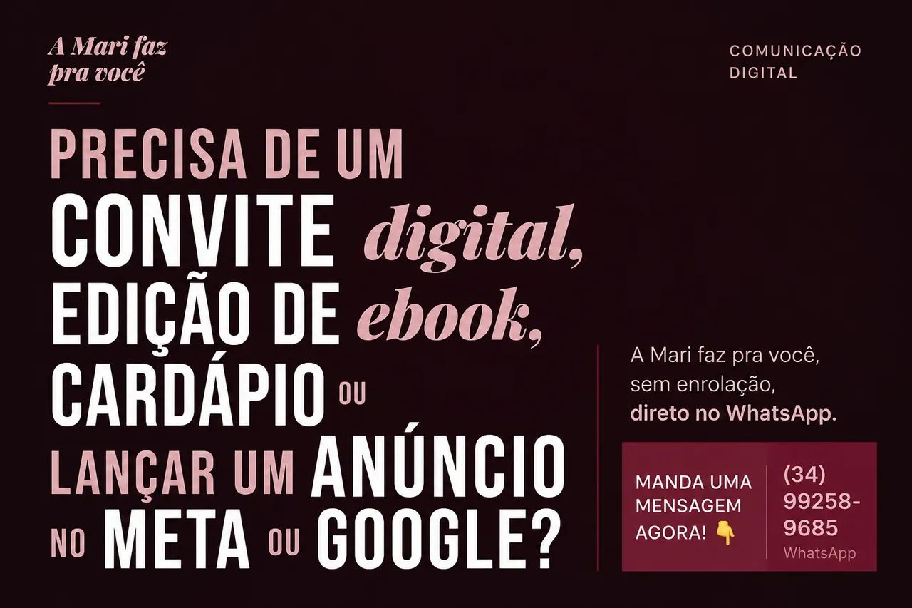 Comunicação Digital Rápida ? Convite, Cardápio, Ebook e Anúncios