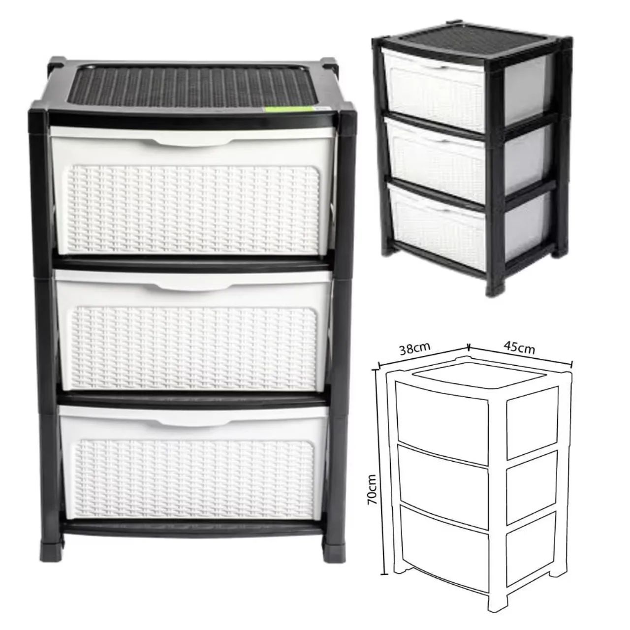 Gaveteiro rattan com 3 gavetas 