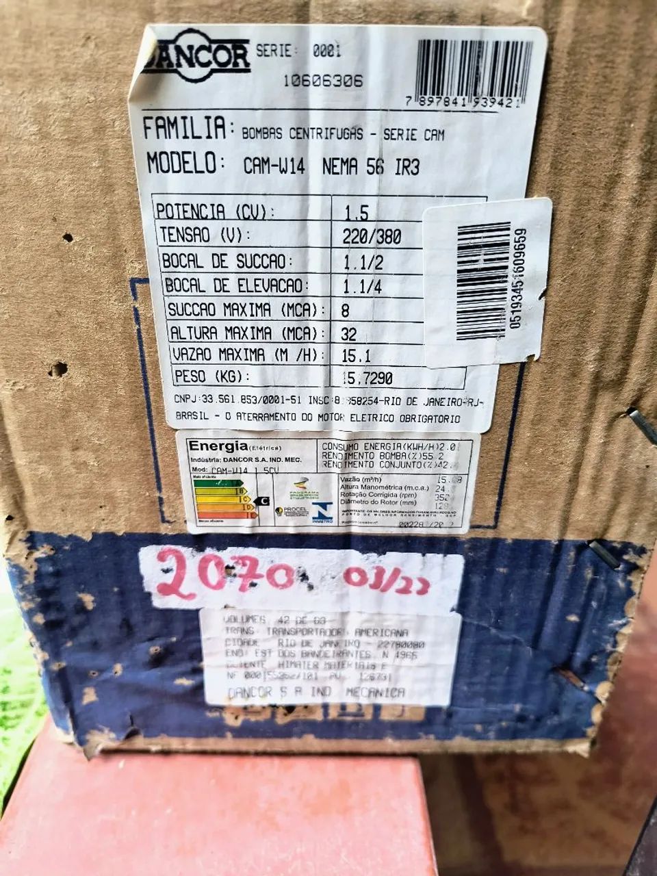 Bomba centrífuga Dancor 1,5 cv nova