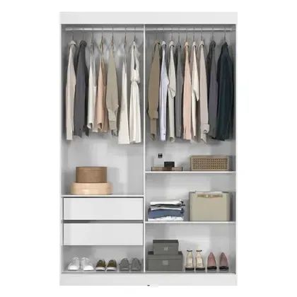 Guarda Roupa com Espelho 2 Portas de Correr e 2 Gavetas Branco - Foto 4