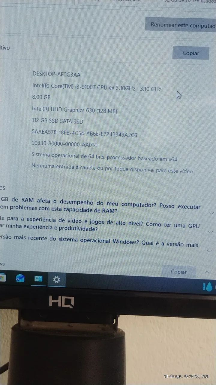 CPU i3 nona geração c SSD  - Foto 4