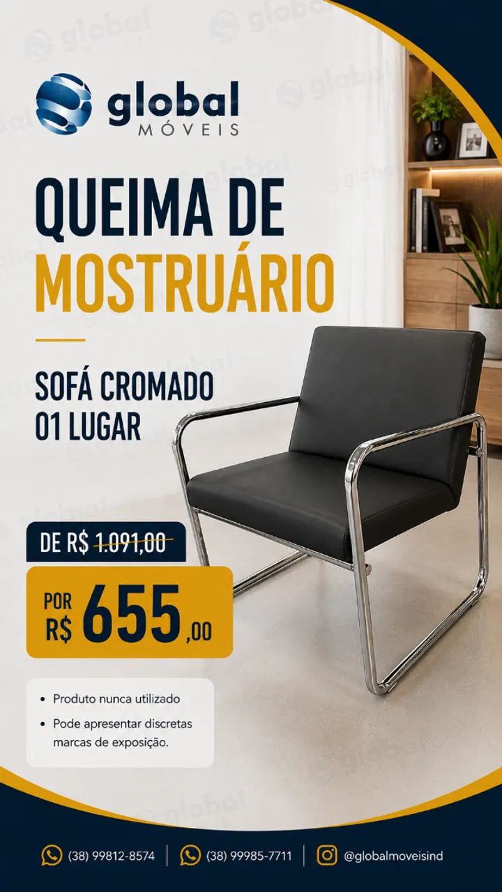 Poltrona/ sofá 1 lugar cromado  - Foto 2