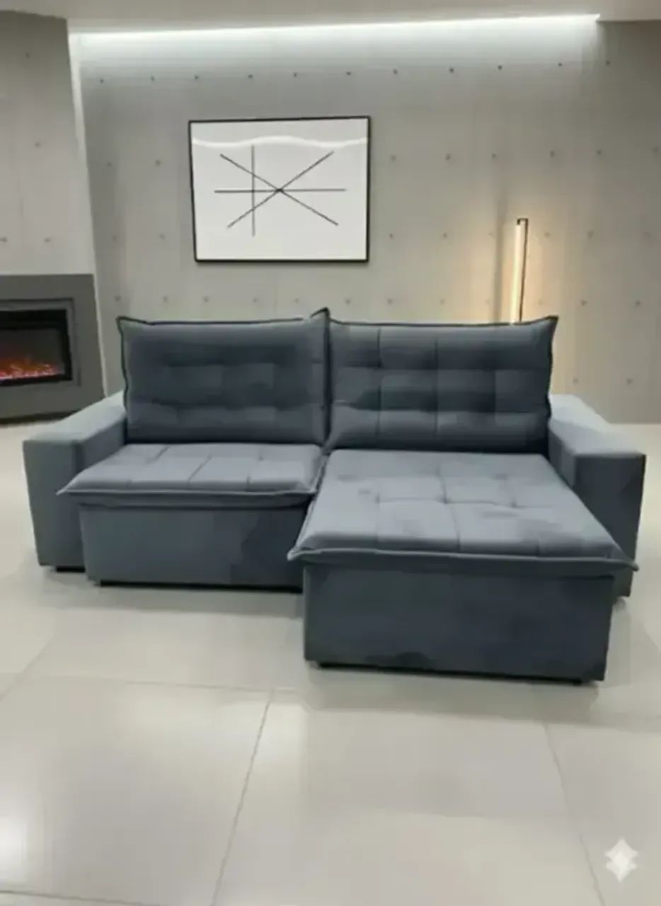 Sofa retratil e reclinavel juliana veludo cinza (PAGAMEENTO SÓ NA ENTREGA)