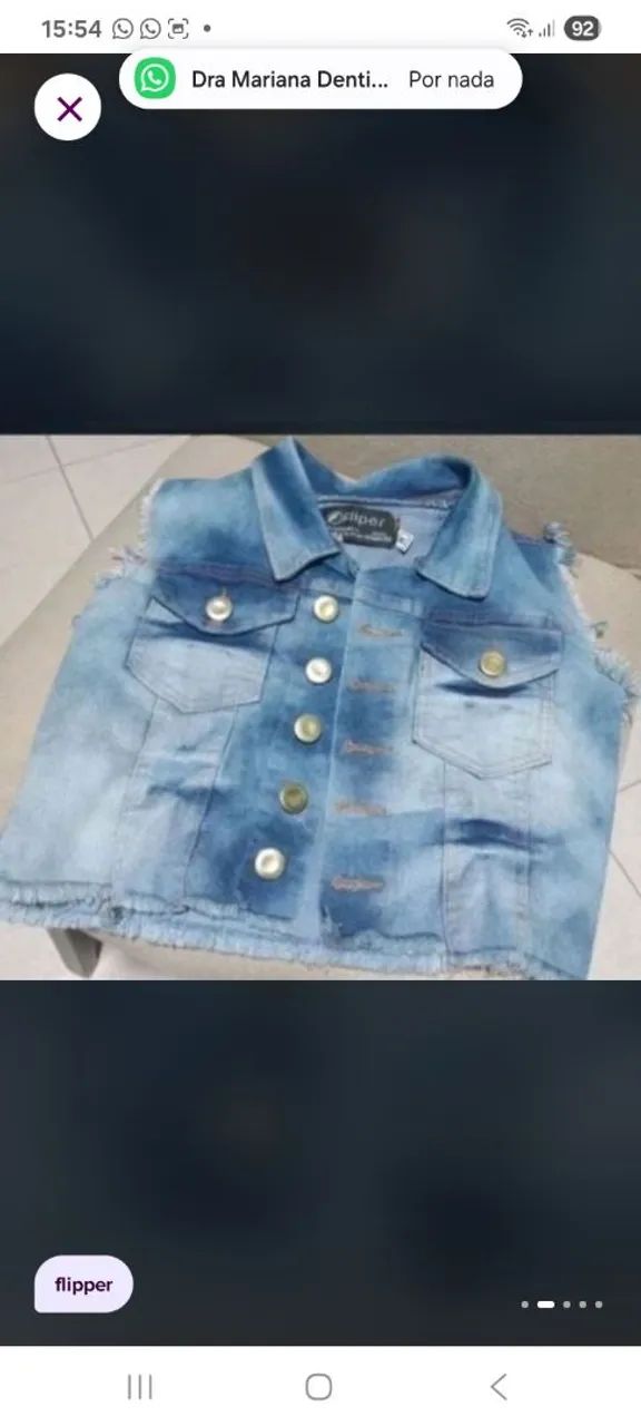 Colete jeans infantil cropped  - Foto 2
