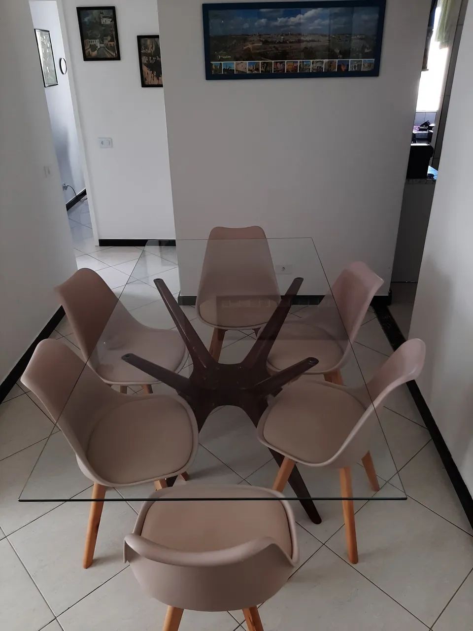 Mesa com tampo de vidro temperado de 8mm ( Tem conversa)