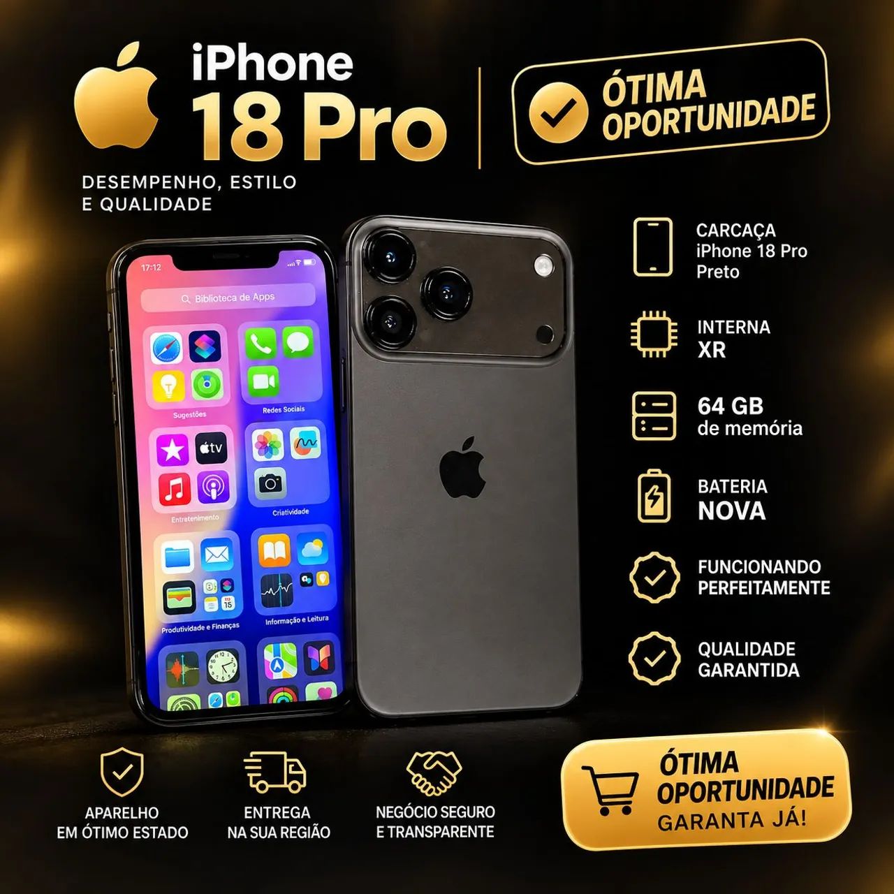 iPhone XR com Carcaça Estilo iPhone 18 | 64GB