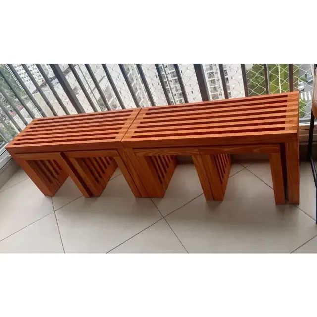 banco ripado madeira artesanal  - Foto 5